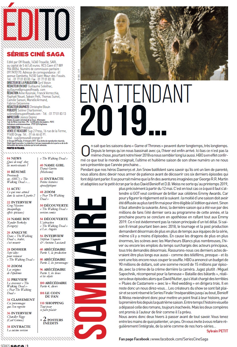 Edito Mag Magazine Séries Cinéma Game of Thrones Couverture rédaction articles édito traduction relecture correction