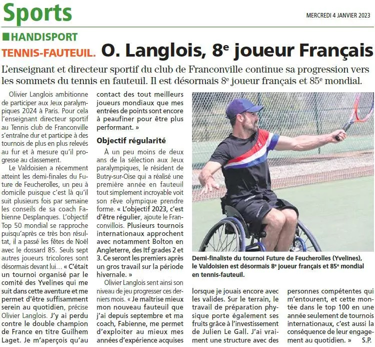 article presse régionale tennis fauteuil rédaction reportage