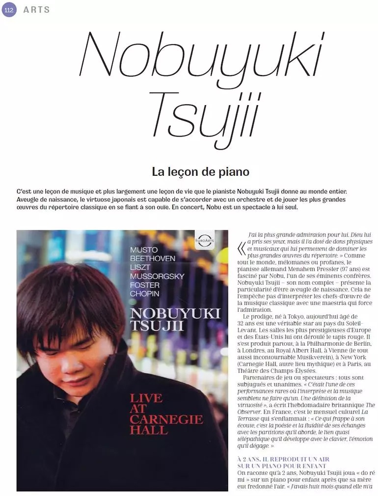 Magazine japon artiste pianiste aveugle rédaction article