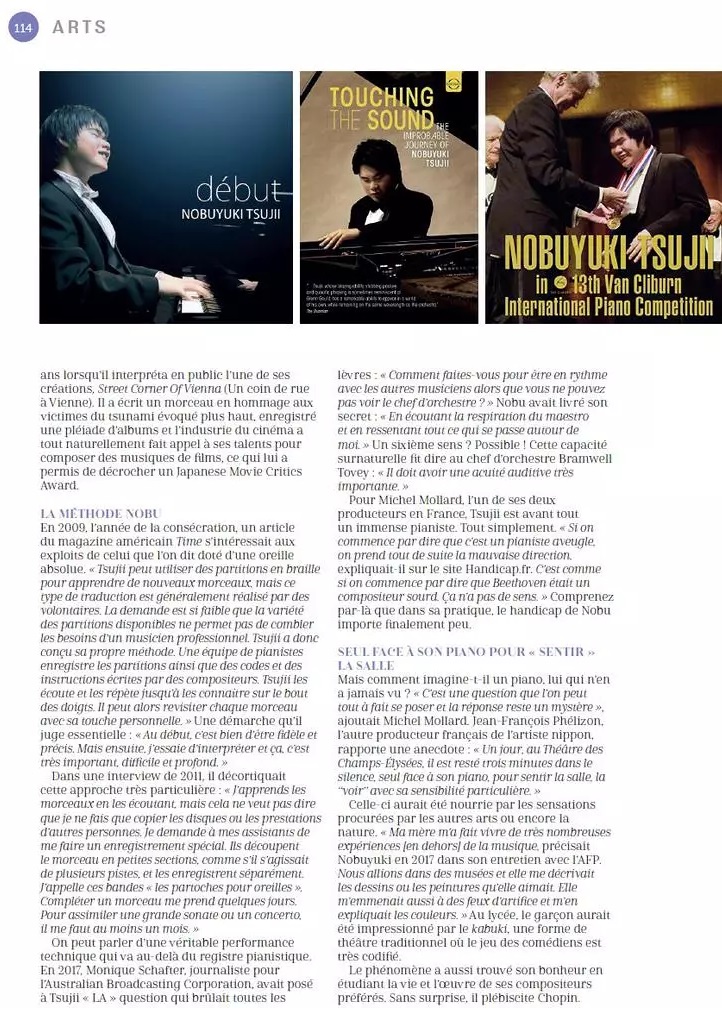 Magazine japon artiste pianiste aveugle rédaction article