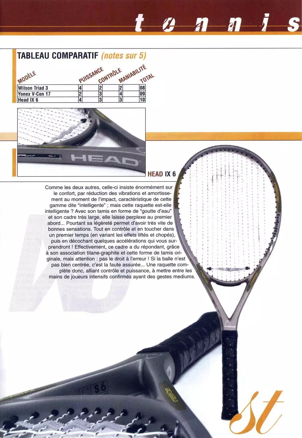 Magazine sport tennis raquette test rédaction article